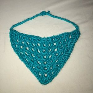 Handmade crochet turquoise bandanna for medium size dogs